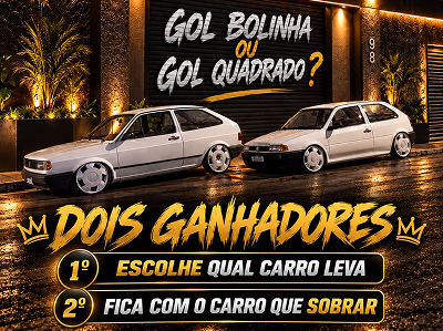 Kit Golzinhos: Gol Bolinha, com rodas aro 18’ e suspensão a ar e Gol Quadrado com rodas aro 18’ e suspensão a ar.